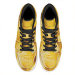 Yellow Pineapple Pieces Print High Top Leather Sneakers