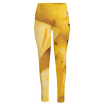 Yellow Pineapple Pieces Print High-Waisted Pocket Leggings