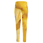 Yellow Pineapple Pieces Print High-Waisted Pocket Leggings