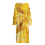 Yellow Pineapple Pieces Print Hooded Bathrobe