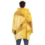 Yellow Pineapple Pieces Print Hoodie Blanket