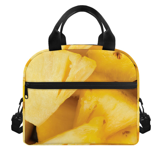 Yellow Pineapple Pieces Print Insulated Lunch Bag