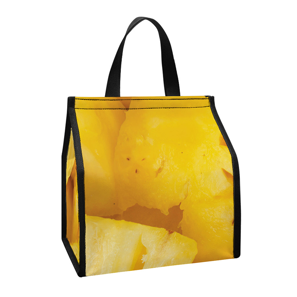 Yellow Pineapple Pieces Print Insulated Lunch Tote
