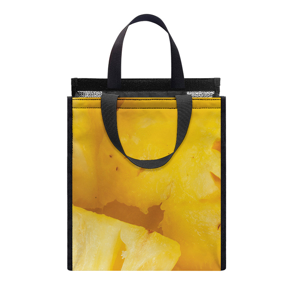 Yellow Pineapple Pieces Print Insulated Lunch Tote