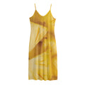 Yellow Pineapple Pieces Print Jersey Midi Cami Dress