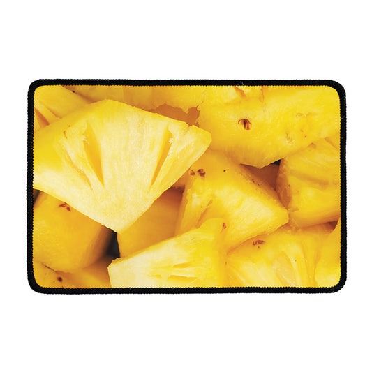 Yellow Pineapple Pieces Print Kitchen Mat