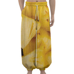 Yellow Pineapple Pieces Print Lantern Pants