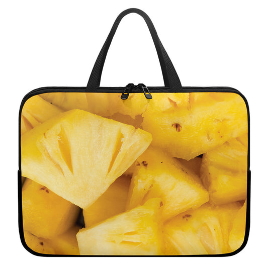Yellow Pineapple Pieces Print Laptop Sleeve With Handle