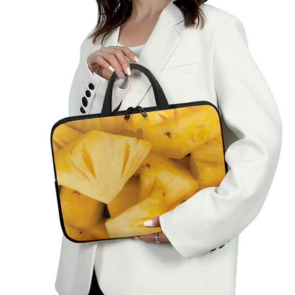 Yellow Pineapple Pieces Print Laptop Sleeve With Handle
