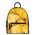 Yellow Pineapple Pieces Print Leather Backpack