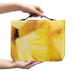 Yellow Pineapple Pieces Print Leather Bible Cover