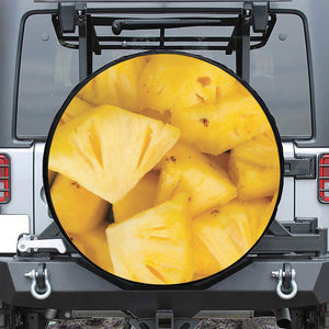 Yellow Pineapple Pieces Print Leather Spare Tire Cover