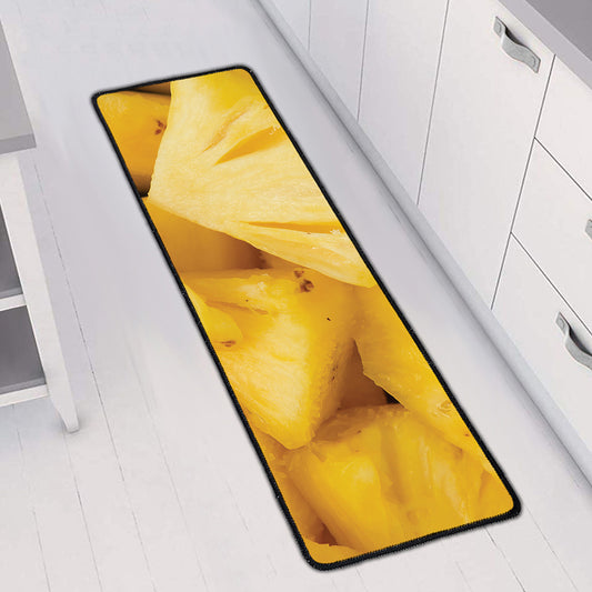 Yellow Pineapple Pieces Print Long Kitchen Mat