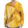 Yellow Pineapple Pieces Print Long Sleeve Baseball Jersey