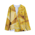 Yellow Pineapple Pieces Print Long Sleeve Short Coat