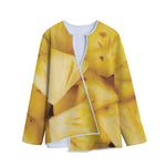 Yellow Pineapple Pieces Print Long Sleeve Short Coat