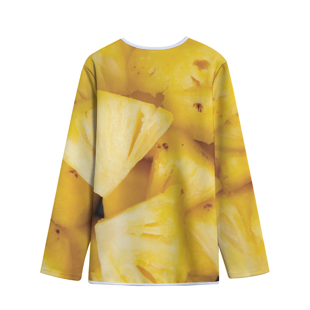 Yellow Pineapple Pieces Print Long Sleeve Short Coat