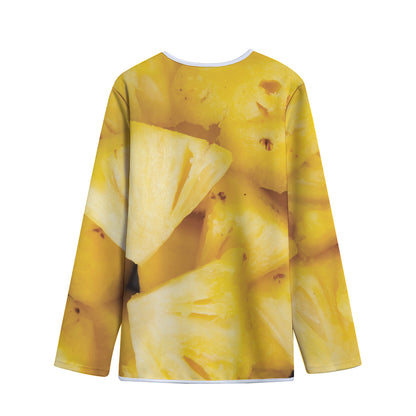 Yellow Pineapple Pieces Print Long Sleeve Short Coat