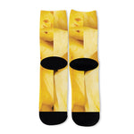 Yellow Pineapple Pieces Print Long Socks