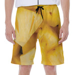 Yellow Pineapple Pieces Print Men's Beach Shorts
