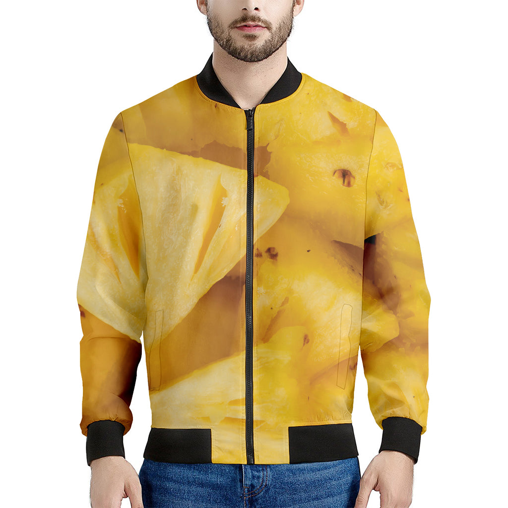 Yellow Pineapple Pieces Print Men's Bomber Jacket