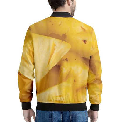 Yellow Pineapple Pieces Print Men's Bomber Jacket