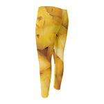 Yellow Pineapple Pieces Print Men's Compression Pants