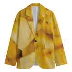 Yellow Pineapple Pieces Print Men's Cotton Blazer