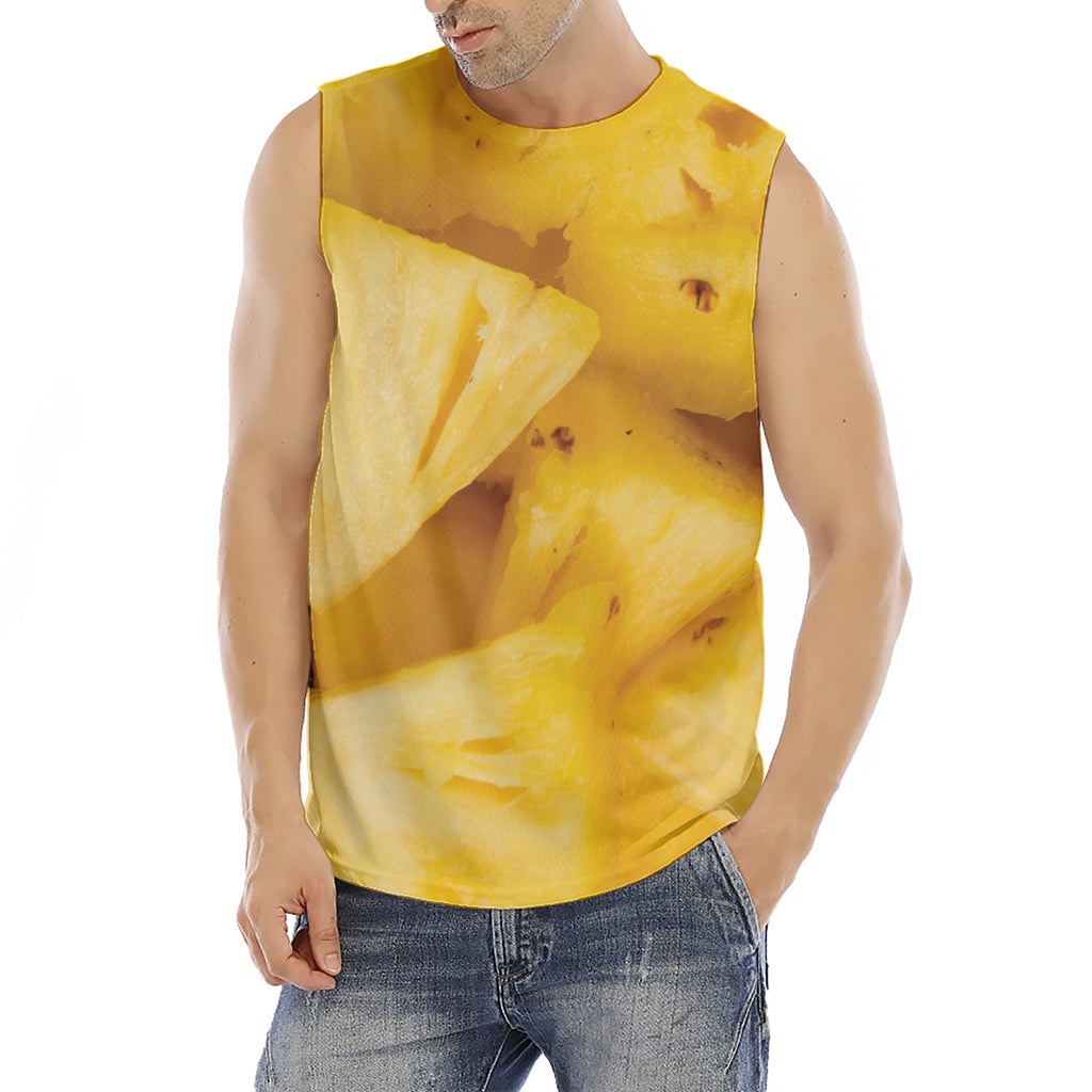 Yellow Pineapple Pieces Print Men's Fitness Tank Top