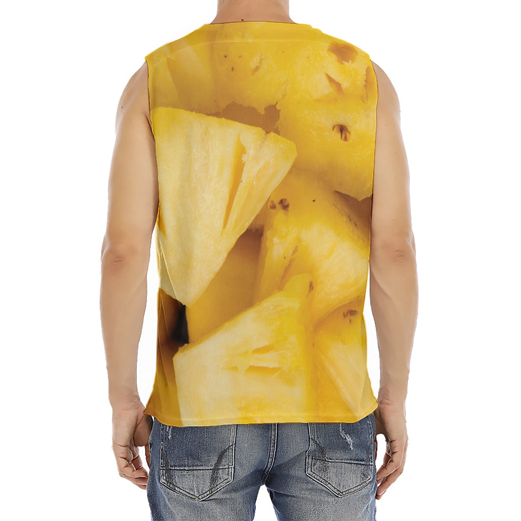Yellow Pineapple Pieces Print Men's Fitness Tank Top