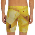 Yellow Pineapple Pieces Print Men's Long Boxer Briefs