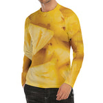 Yellow Pineapple Pieces Print Men's Long Sleeve Rash Guard