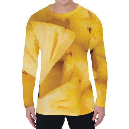 Yellow Pineapple Pieces Print Men's Long Sleeve T-Shirt