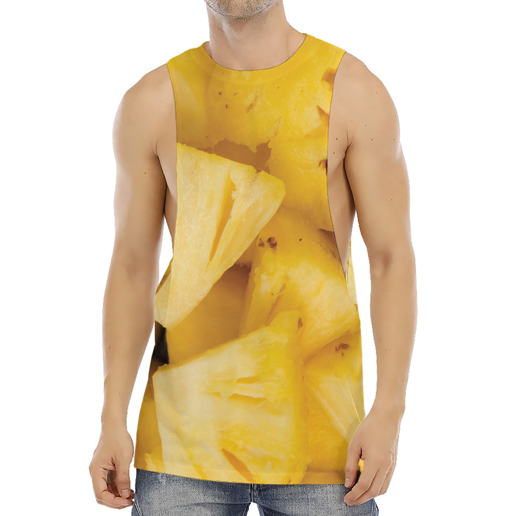 Yellow Pineapple Pieces Print Men's Muscle Tank Top