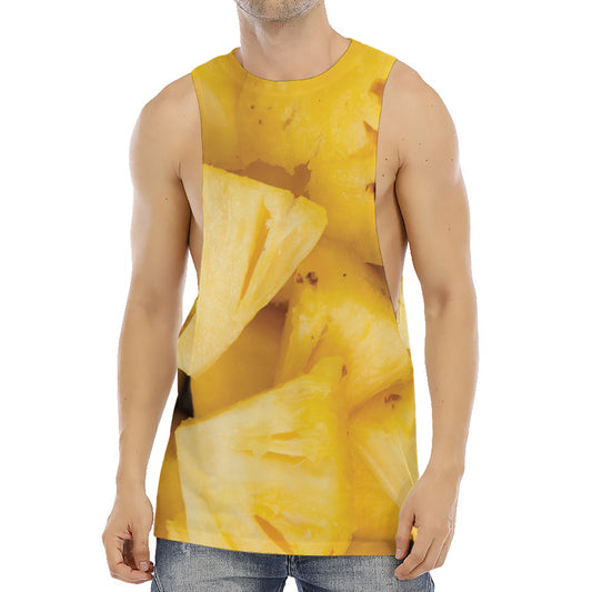 Yellow Pineapple Pieces Print Men's Muscle Tank Top