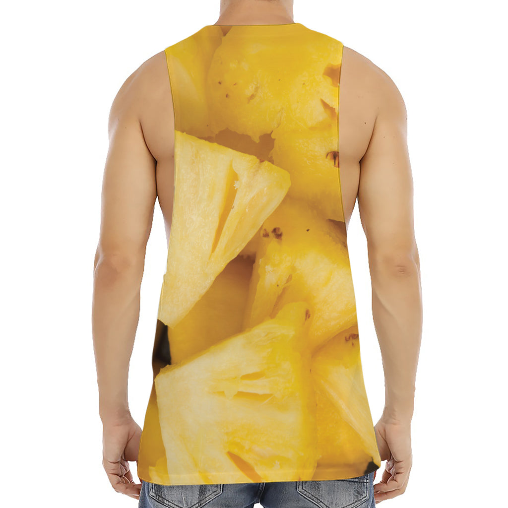 Yellow Pineapple Pieces Print Men's Muscle Tank Top