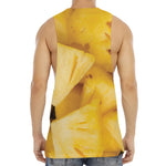 Yellow Pineapple Pieces Print Men's Muscle Tank Top