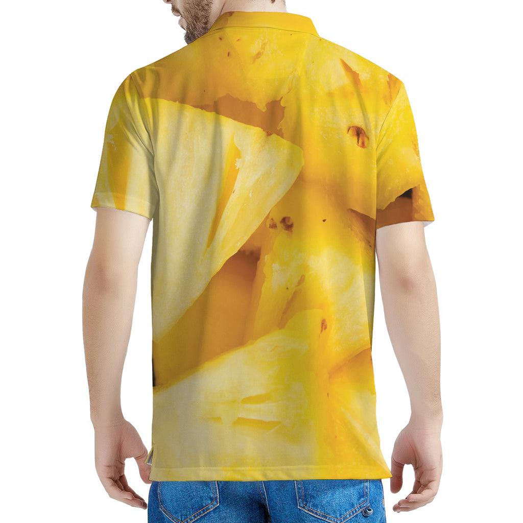 Yellow Pineapple Pieces Print Men's Polo Shirt