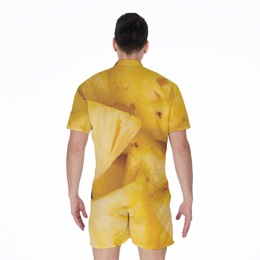 Yellow Pineapple Pieces Print Men's Rompers