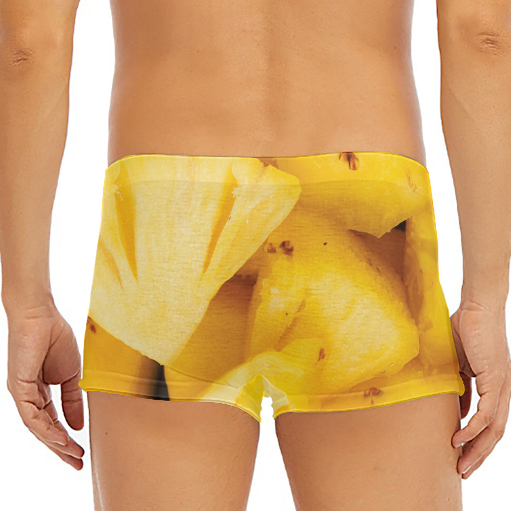 Yellow Pineapple Pieces Print Men's Short Boxer Briefs