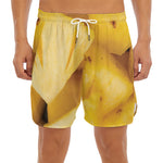 Yellow Pineapple Pieces Print Men's Split Running Shorts