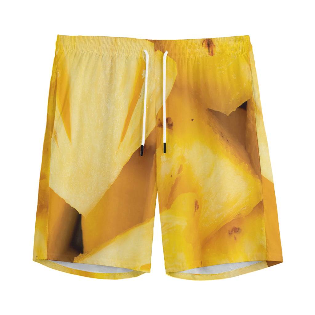 Yellow Pineapple Pieces Print Men's Sports Shorts
