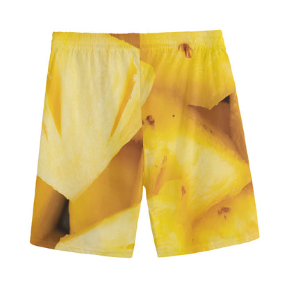 Yellow Pineapple Pieces Print Men's Sports Shorts