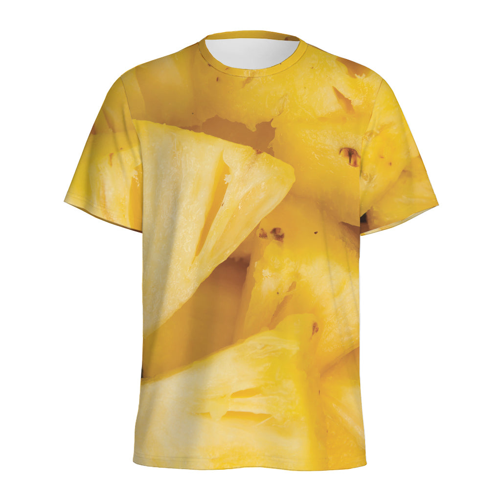 Yellow Pineapple Pieces Print Men's Sports T-Shirt