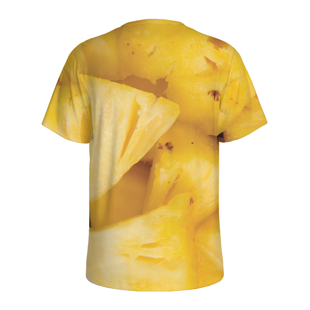Yellow Pineapple Pieces Print Men's Sports T-Shirt