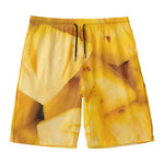 Yellow Pineapple Pieces Print Men's Swim Trunks