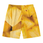 Yellow Pineapple Pieces Print Men's Swim Trunks