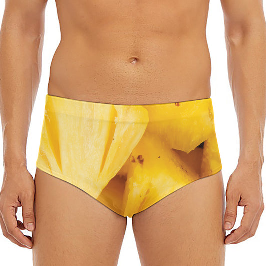 Yellow Pineapple Pieces Print Men's Triangle Swim Briefs