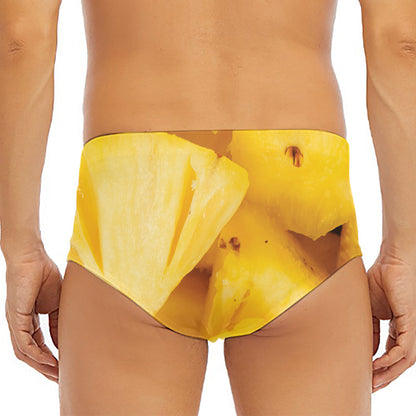 Yellow Pineapple Pieces Print Men's Triangle Swim Briefs