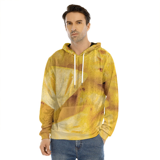 Yellow Pineapple Pieces Print Men's Velvet Pullover Hoodie